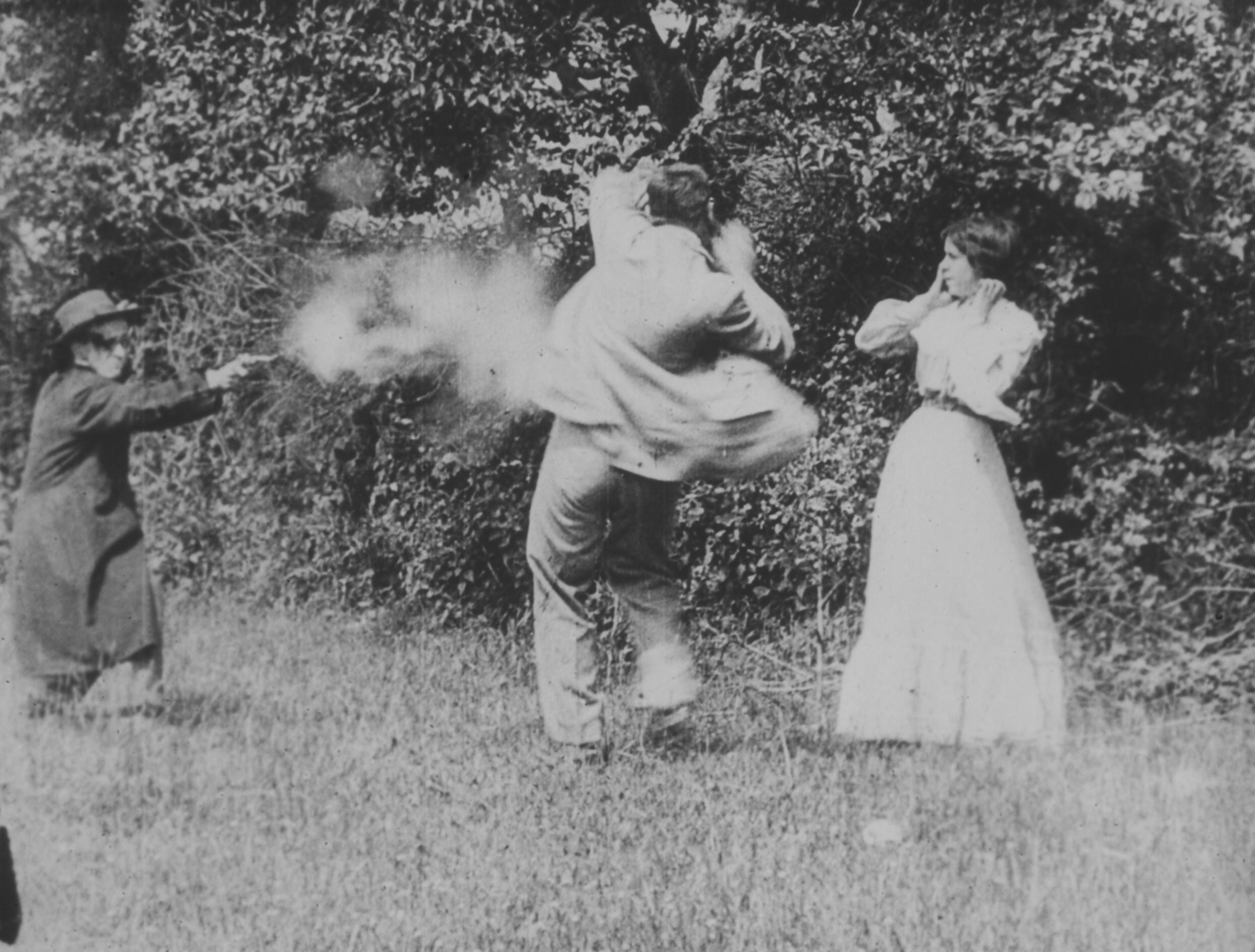 Peace shoots Dyson as Mrs Dyson looks on Peace shoots Dyson as Mrs Dyson looks on